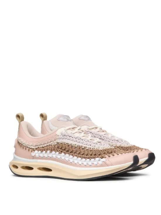 Valentino Garavani Shoes - Valentino Garavani Women’s Pink, Beige and Brown Crochet-Detail Sneakers